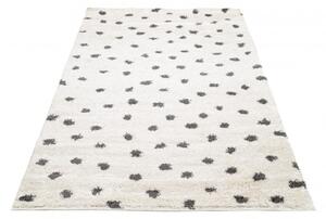 Makro Abra Kusový koberec Shaggy DELHI 4076A Puntíky Tečkovaný krémový šedý Rozměr: 300x400 cm
