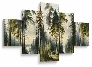 Obraz - Vintage krajina lesů (125x70 cm)