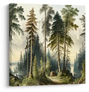 Obraz - Vintage krajina lesů (30x30 cm)