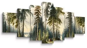 Obraz - Vintage krajina lesů (210x100 cm)