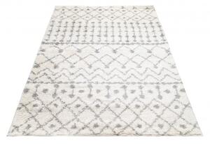 Makro Abra Kusový koberec Shaggy DELHI 4084B krémový šedý Rozměr: 80x150 cm