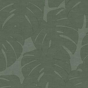 Vliesová zelená tapeta - listy monstery - látková textura 347762, Natural Fabrics, Origin