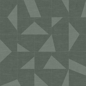 Vliesová zelená geometrická tapeta s látkovou texturou 347755, Natural Fabrics, Origin