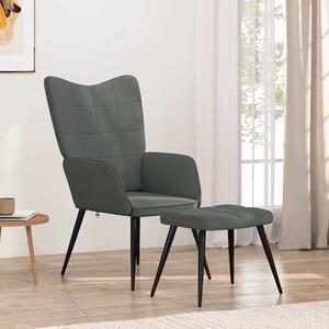 Relaxační židle se stoličkou tmavě šedá textil 327953