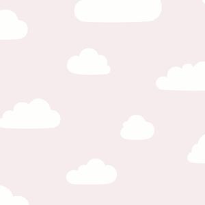 Vliesová dětská růžová tapeta s mráčky - A61803 rozměry 0,53 x 10,05 m