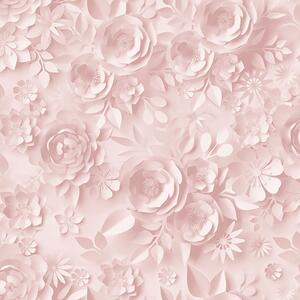 Vliesová květinová růžová tapeta s 3D efektem- M44603 rozměry 0,53 x 10,05 m