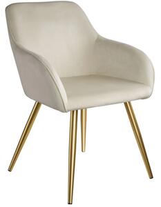 Tectake Židle Marilyn sametový vzhled zlatá krémová/zlatá