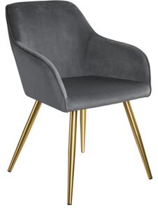 Tectake Židle Marilyn sametový vzhled zlatá tmavě šedá/zlatá