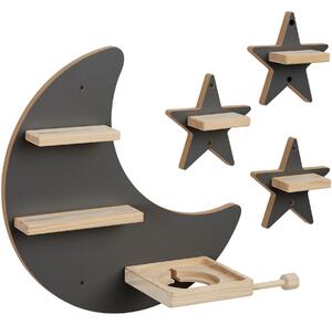 Tectake Nástěnná police MyLittleStory Star, pro až 25 Tonies - antracit