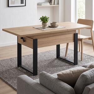 Rozkládací polohovací konferenční stolek HOGO 3v1 | 120-157x62,5-74,5x67 cm | síla horní desky 32 mm | dub sonoma/černé nohy