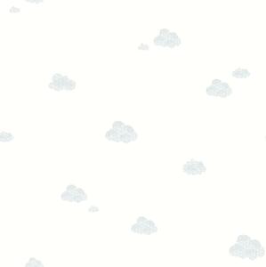 Bílá dětská vliesová tapeta se zelenými mráčky ,7006-1, Noa, ICH Wallcoverings