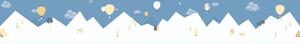 Modrá dětská samolepící bordura, hory, balony 7501-4, Noa, ICH Wallcoverings