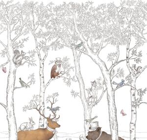 Vliesová dětská fototapeta, les, lesní zvířátka JS6001, 212 x 280cm, Jack´N Rose 2024, Grandeco