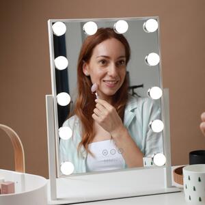 MMIRO, Hollywoodské make-up zrcadlo s osvětlením L503W 48 x40 cm | bílá L503W