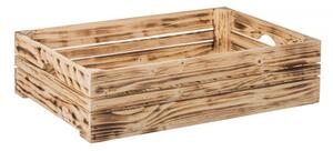 ČistéDřevo Opálená dřevěná bedýnka 60 x 39 x 15 cm