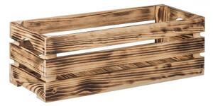 ČistéDřevo Opálená dřevěná bedýnka 60 x 22 x 20 cm