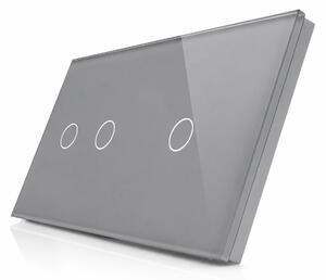 Skleněný panel pro dvojitý a jednoduchý vypínač ROON - R-2C/1C-GR