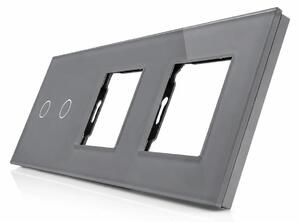 Skleněný panel pro dvojitý vypínač a 2 zásuvkové moduly ROON - R-2C/SR/SR-GR