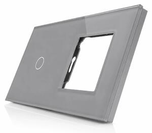 Skleněný panel pro jednoduchý vypínač a 1 zásuvkový modul ROON - R-1C/SR-GR