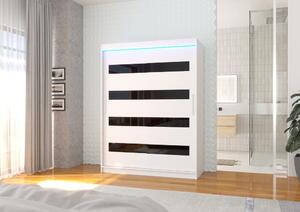 Šatní skříň s LED osvětlením 150 cm DAKTIS - bílá / černá