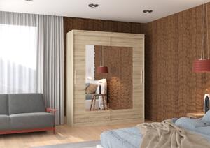 Šatní skříň se zrcadlem 180 cm BALIA - dub sonoma