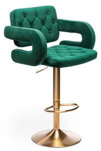 Barová židle STOCKHOLM na zlaté podstavě - zelený velur