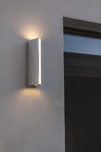 LUTEC Venkovní LED nástěnné osvětlení LEO, 14W, teplá bílá, IP54, stříbrné 5192701118