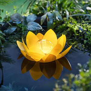 Solární plovoucí dekorace Lotus, žlutá
