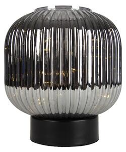 Stolní lampa Art Deco černá s kouřovým sklem vč. světelného kabelu E27 - Karel
