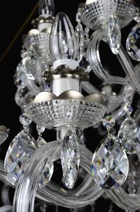 24 ramenný moderní designový křišťálový lustr v industriálním stylu zdobený platinou (matné stříbro)