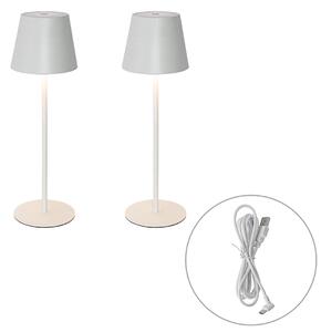 Sada 2 stolních lamp bílých se stmívačem a dobíjením - Murdock