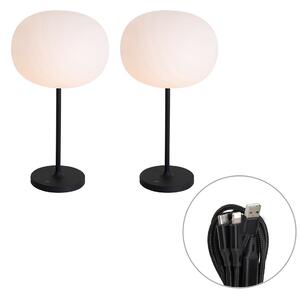 Sada 2 moderních dobíjecích stolních lamp bílých - Maloi