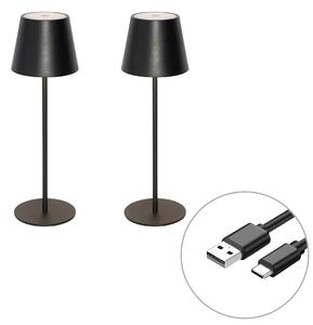 Sada 2 stolních lamp černých se stmívačem a dobíjecí - Murdock