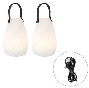 Sada 2 stolních lamp bílých RGBW dobíjecích IP54 - Pion