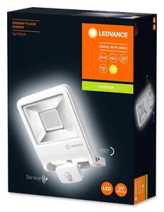 LEDVANCE Venkovní LED nástěnný reflektor s čidlem ENDURA FLOOD, 50W, teplá bílá, IP44, bílý