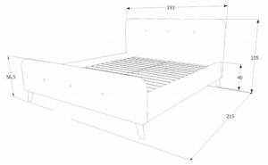 Šedá dvoulůžková postel MALMO 180 x 200 cm