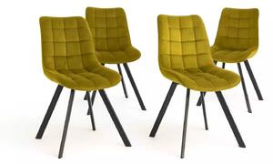 LuxuryForm DESIGN Židle ORLEN VELUR - žlutá - SET 4 ks