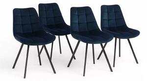 LuxuryForm DESIGN Židle ORLEN VELUR - tmavě modrá - SET 4 ks