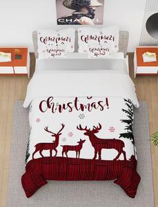 Vánoční povlečení 7 dílné 140x200 – Jeleni Christmas | Bavlna 80% | Prostěradlo 220x230 zdarma