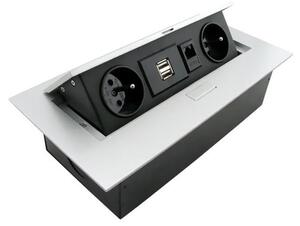 Zásuvková lišta 2x230V/2xUSB/1xRJ45