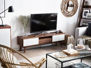 Dřevěný televizní stolek s bílými odkládacími zásuvkami EERIE