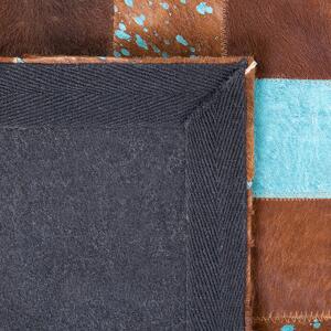 Hnědý kožený patchwork koberec 160x230 cm ALIAGA
