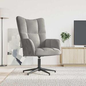 Relaxační křeslo světle šedé samet 328095