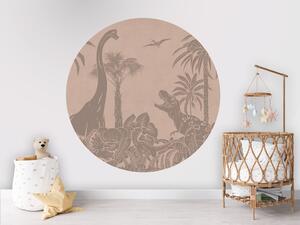 FUGU Designový kruh Dinosauři růžová vintage – Monochrome Dino Pink Vintage Rozměr: kruh 40 cm