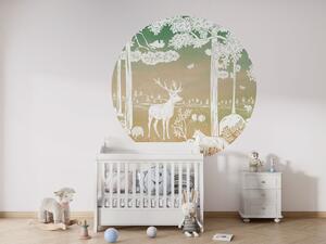 FUGU Designový kruh Lesní zvířata zelená obloha – Monochrome Forest Green Sky Rozměr: kruh 90 cm