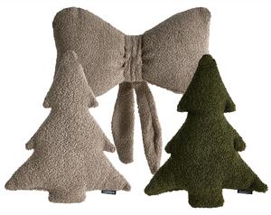 Sada 3 dekorativních polštářů WINTERLAND Buklé 30 x 35 cm 45 x 25 cm Taupe Vánoční vzor