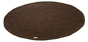 Justin Design Háčkovaný koberec kulatý hnědý kávový 100 cm