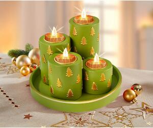 Talíř se svíčkami Vánoční stromeček, zelený