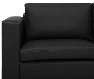 Černá kožená sedačka pro 3 osoby HELSINKI