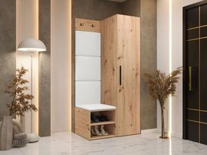 Předsíň Hekurt III, Barva: dub artisan, Barva látek:: ekokůže Soft 017 (bíla) 5903211432705